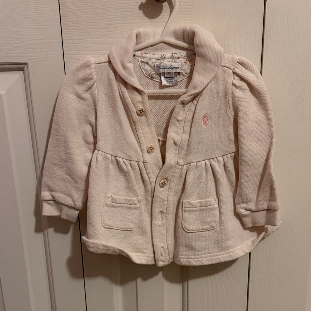 Ralph Lauren Baby Cotton Sweater Jacket with Polo Pony